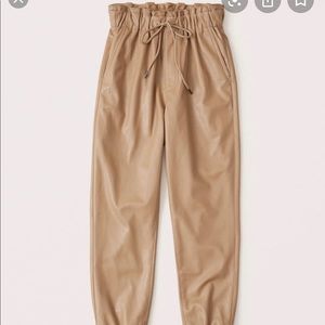NWT Abercrombie black vegan leather joggers